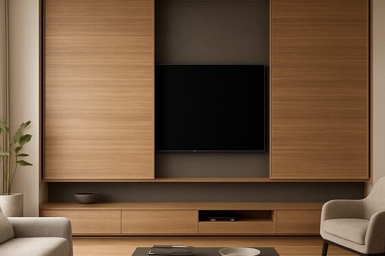Hiding the TV with a Sliding Wall Panel System illustration