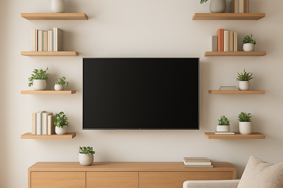 Using Floating Shelves to Surround Your TV illustration