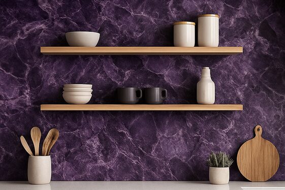 Viola Marble Accent Walls in the Kitchen illustration