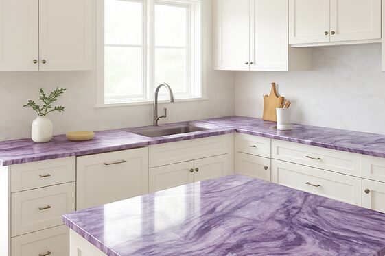 Combining Viola Marble with White Cabinets illustration