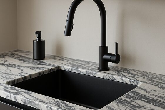 Viola Marble with Matte Black Fixtures illustration