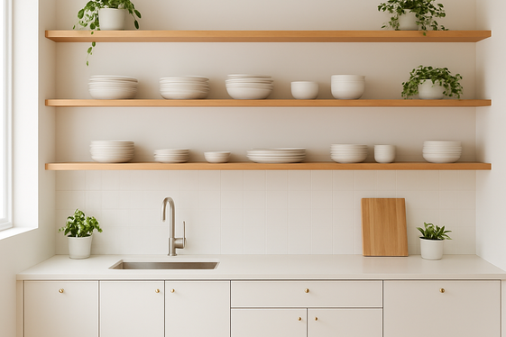 Use Open Wood Shelving for Airiness illustration