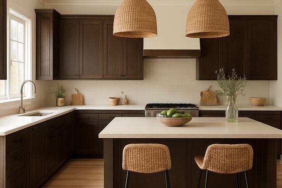 Combine Dark Wood Cabinets with Light Walls illustration