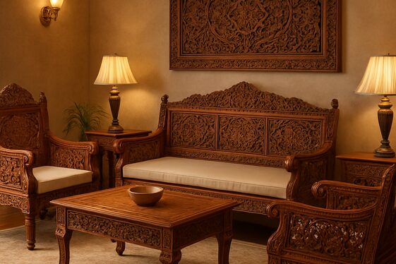 Intricate Carved Wooden Furniture illustration