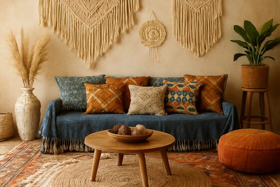 Boho-Chic Indian Living Room Style illustration