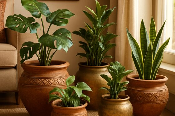 Indoor Plants Paired with Ethnic Pots illustration
