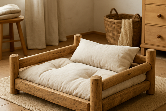 Create a Rustic Dog Bed with Natural Wood Accents illustration