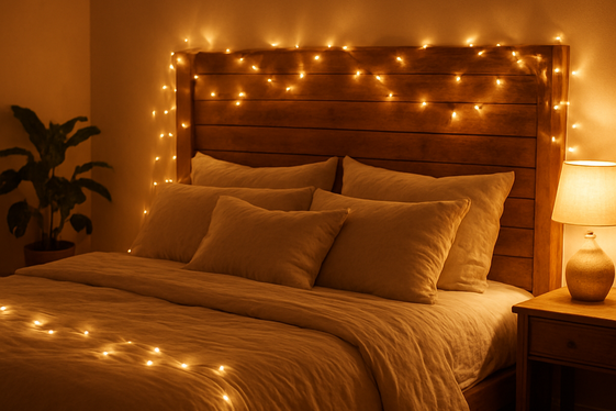 Drape Fairy Lights Around Your Headboard for Instant Warmth illustration