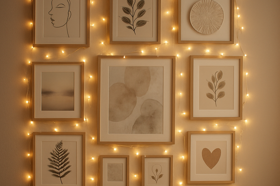 Incorporate Fairy Lights in a Gallery Wall Display illustration