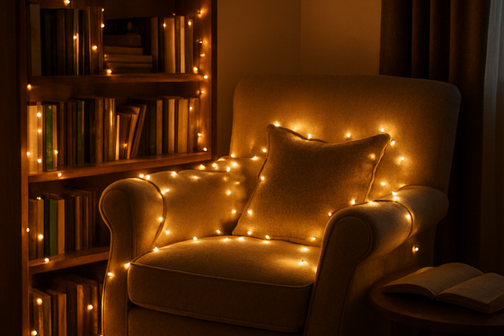 Design a Cozy Reading Nook with Fairy Light Accents illustration