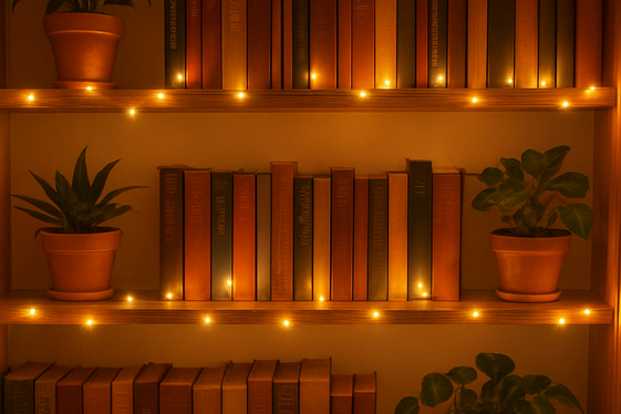 Hang Fairy Lights Along Bedroom Shelving illustration