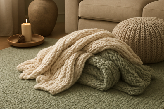 Add Texture with Sage Green Rugs and Throws illustration