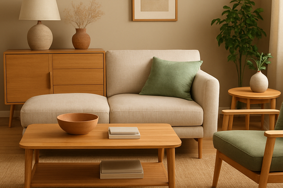 Balance Sage Green with Warm Wood Tones illustration