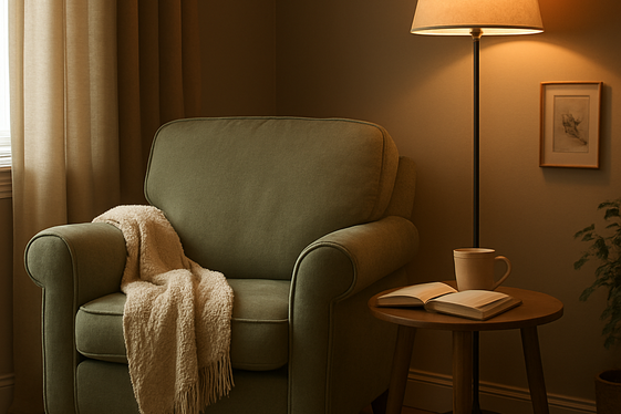 Create a Cozy Reading Nook with Sage Green Accents illustration