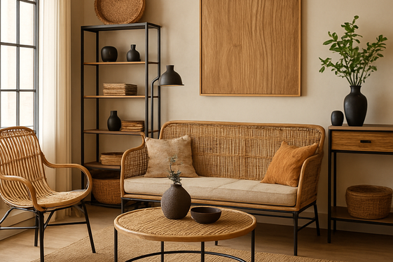 Mixing Natural Brown Materials with Industrial Black Pieces illustration