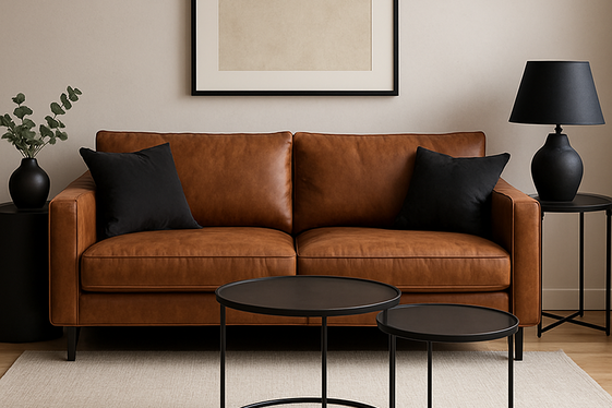 Using Brown Leather Sofas with Black Accents illustration