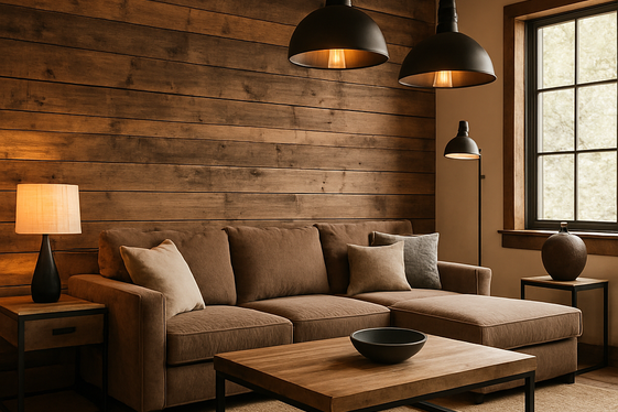 Adding Rustic Brown Wood Elements with Black Fixtures illustration