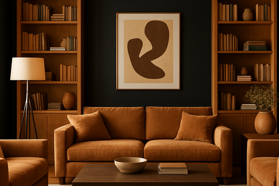 Creating Contrast with Black Walls and Brown Furnishings illustration
