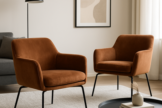 Brown Velvet Upholstery Paired with Matte Black Details illustration