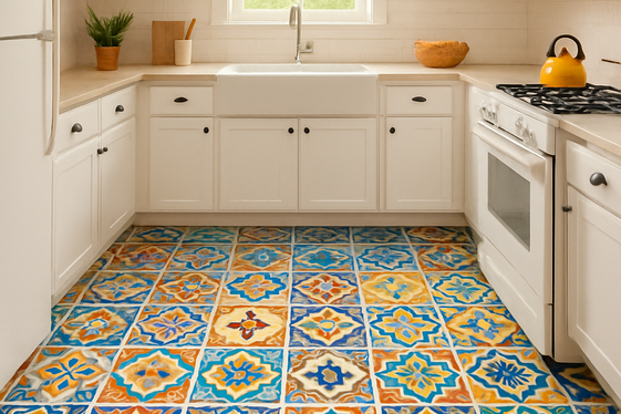 Patterned Vinyl Flooring: Playful and Trendy Kitchen Floors illustration