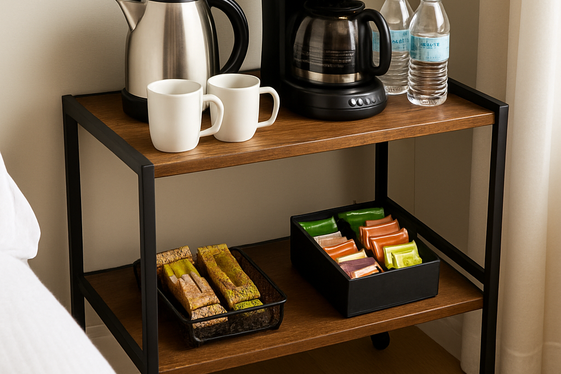 Create a Refreshment Corner with Snacks and Drinks illustration