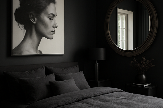 Using Art and Mirrors to Enhance a Black Bedroom illustration