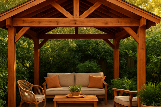 Rustic Cedar Gable Roof Patio Cover for Warmth and Texture illustration