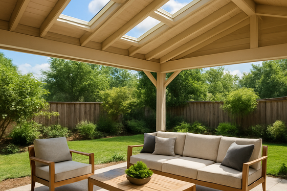 Attached Gable Roof with Skylights for Natural Sunlight illustration