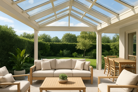 Glass Panel Gable Roof Patio Cover for a Bright, Open Feel illustration