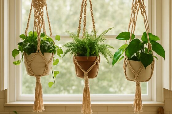 Use Hanging Macrame Plant Holders illustration