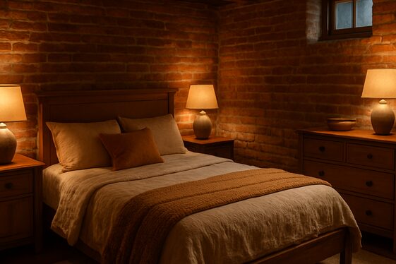 Warm Rustic Charm with Exposed Brick Walls illustration