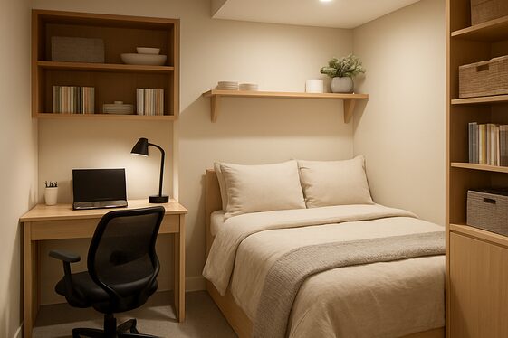 Multifunctional Space: Bedroom and Home Office Combo illustration