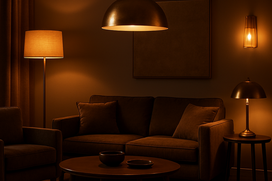 Highlighting Dark Brown with Warm Lighting Fixtures illustration