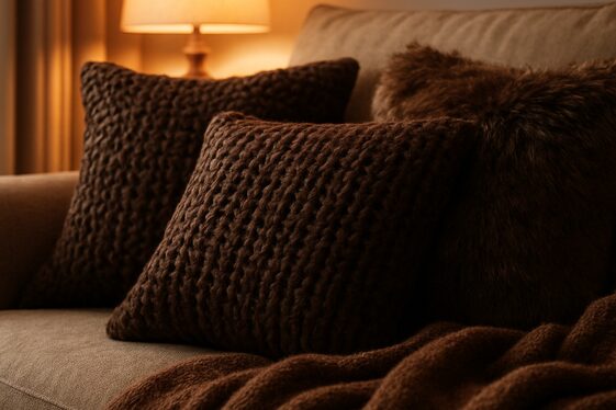 Decorating with Dark Brown Throw Pillows and Blankets illustration