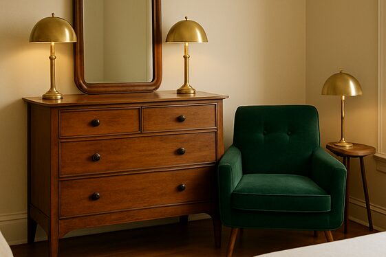 Vintage Finds and Deep Green for a Unique Bedroom illustration