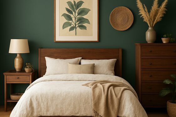 Mixing Deep Green with Warm Wood Tones illustration