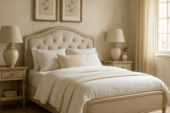 Elegant Upholstered Beds with Curved Lines illustration