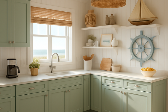 Light Green Cabinets in Coastal Kitchen Designs illustration