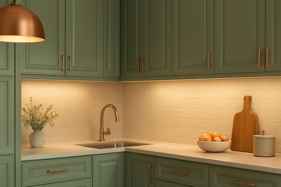 Soft Pistachio Green Cabinets & Warm Metallic Touches illustration