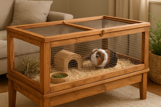 DIY Wooden Guinea Pig Cage with a Rustic Twist illustration