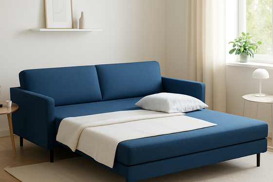 Multipurpose Living Rooms with Convertible Blue Sofas illustration