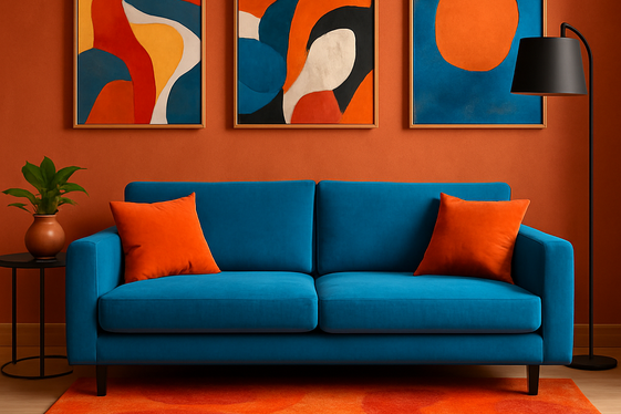 Creating Contrast with Blue and Orange Decor illustration