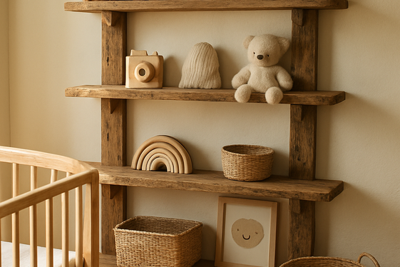 Reclaimed Wood Shelving for Eco-Friendly Nurseries illustration