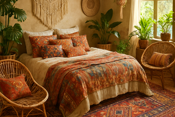 Bohemian Safari Bedroom Inspiration illustration