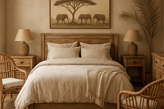 Mixing Textures: Linen, Rattan, and Wood for Safari Style illustration