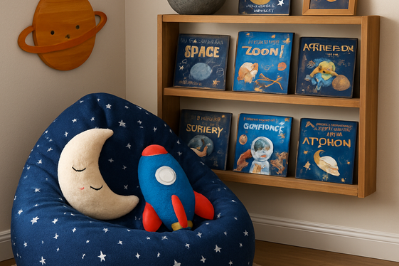 Space Explorer Reading Nooks with Themed Shelving illustration