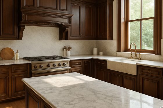 Mix Marble Countertops with Dark Wood illustration