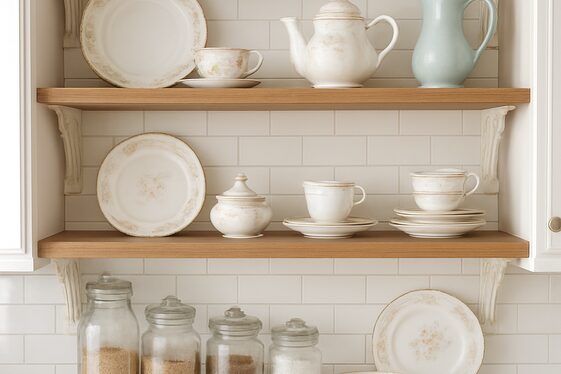 Display Open Shelving with Fine China illustration