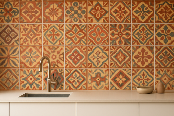 Warm Backsplashes with Bold Patterns illustration