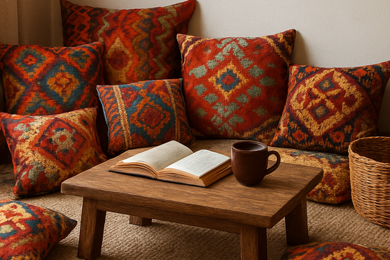 Create a Cozy Reading Nook with Kilim Cushions illustration